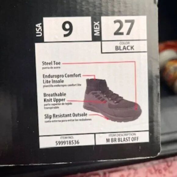 Steel Toe Boots . Size: 9 . Slip Resistant . Breathable Knit . Comfort Insole - Picture 3 of 7